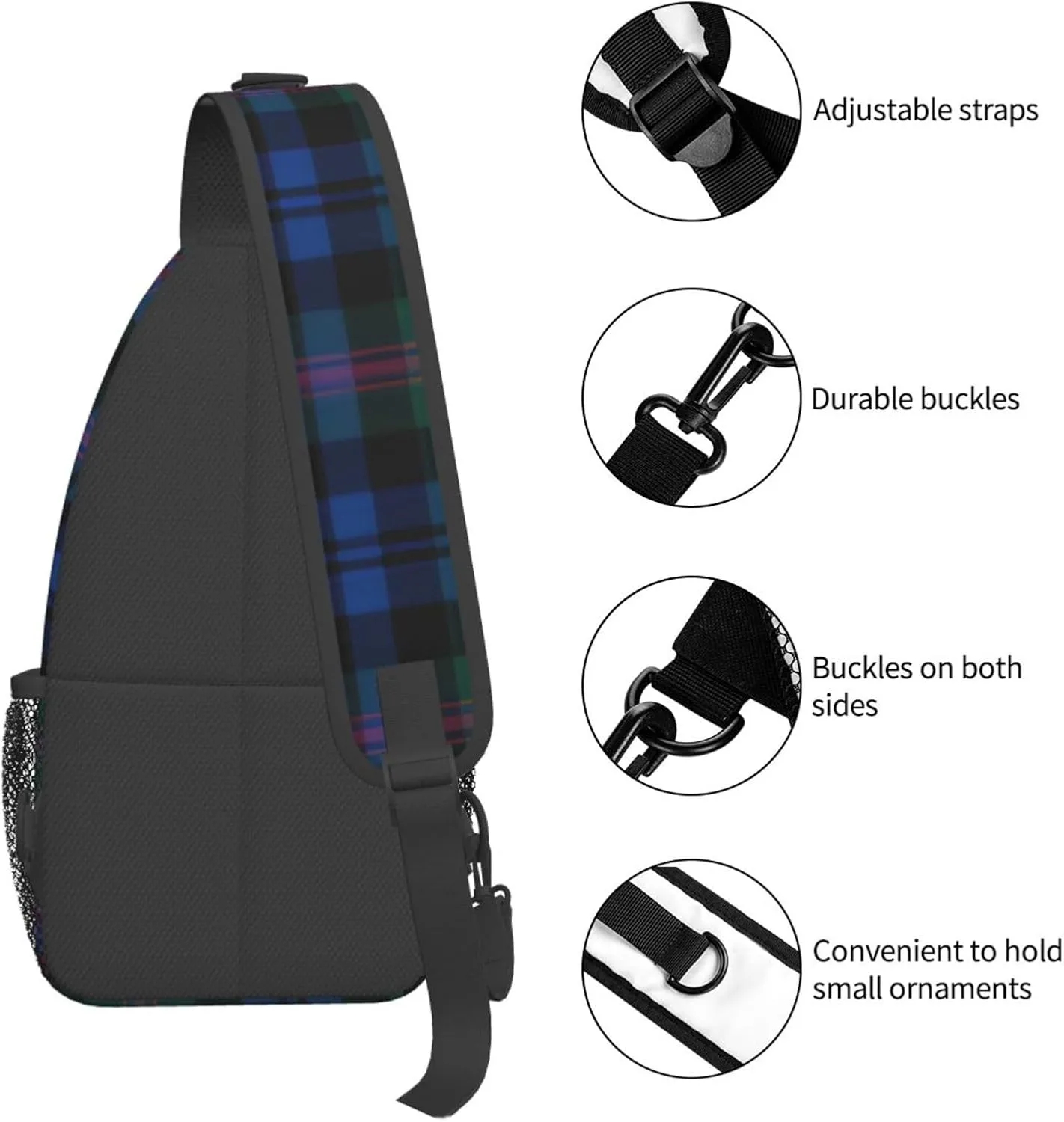 WURTON Black Marble Texture Gold Print Crossbody Sling Backpack Sling Bag Travel Hiking Chest Bag Daypack