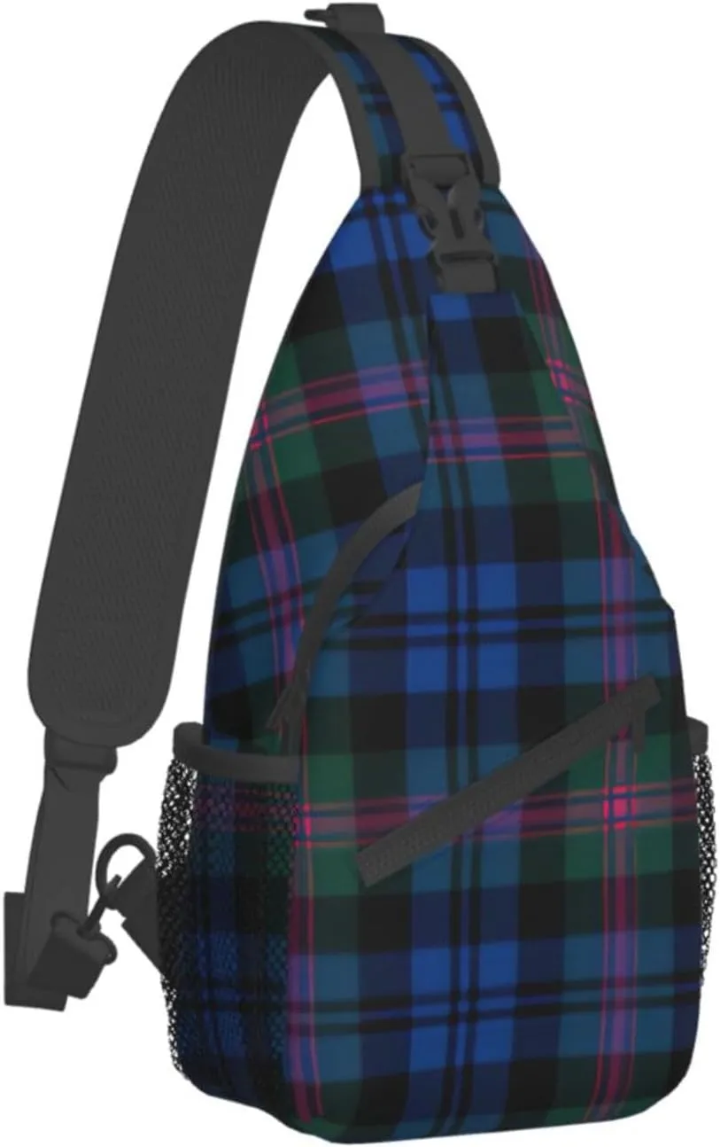 WURTON Black Marble Texture Gold Print Crossbody Sling Backpack Sling Bag Travel Hiking Chest Bag Daypack