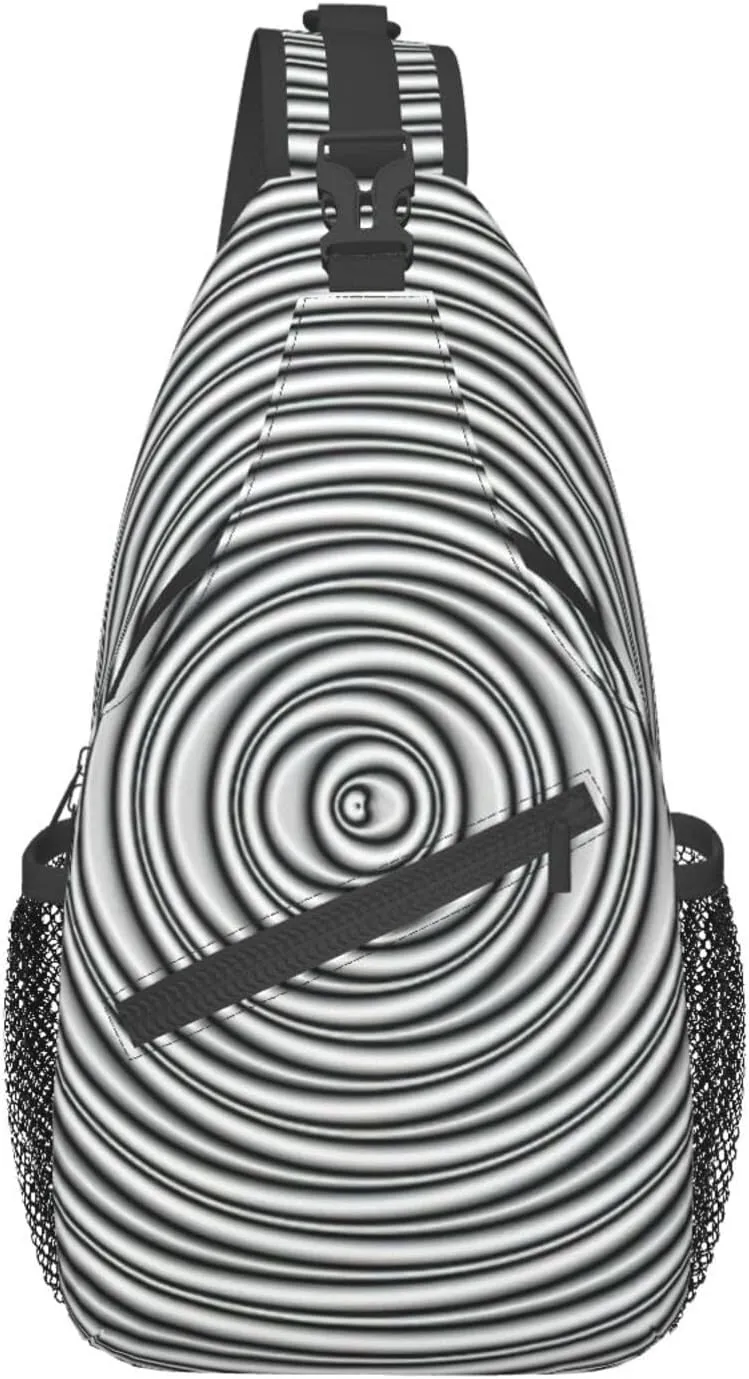 WURTON Black Marble Texture Gold Print Crossbody Sling Backpack Sling Bag Travel Hiking Chest Bag Daypack