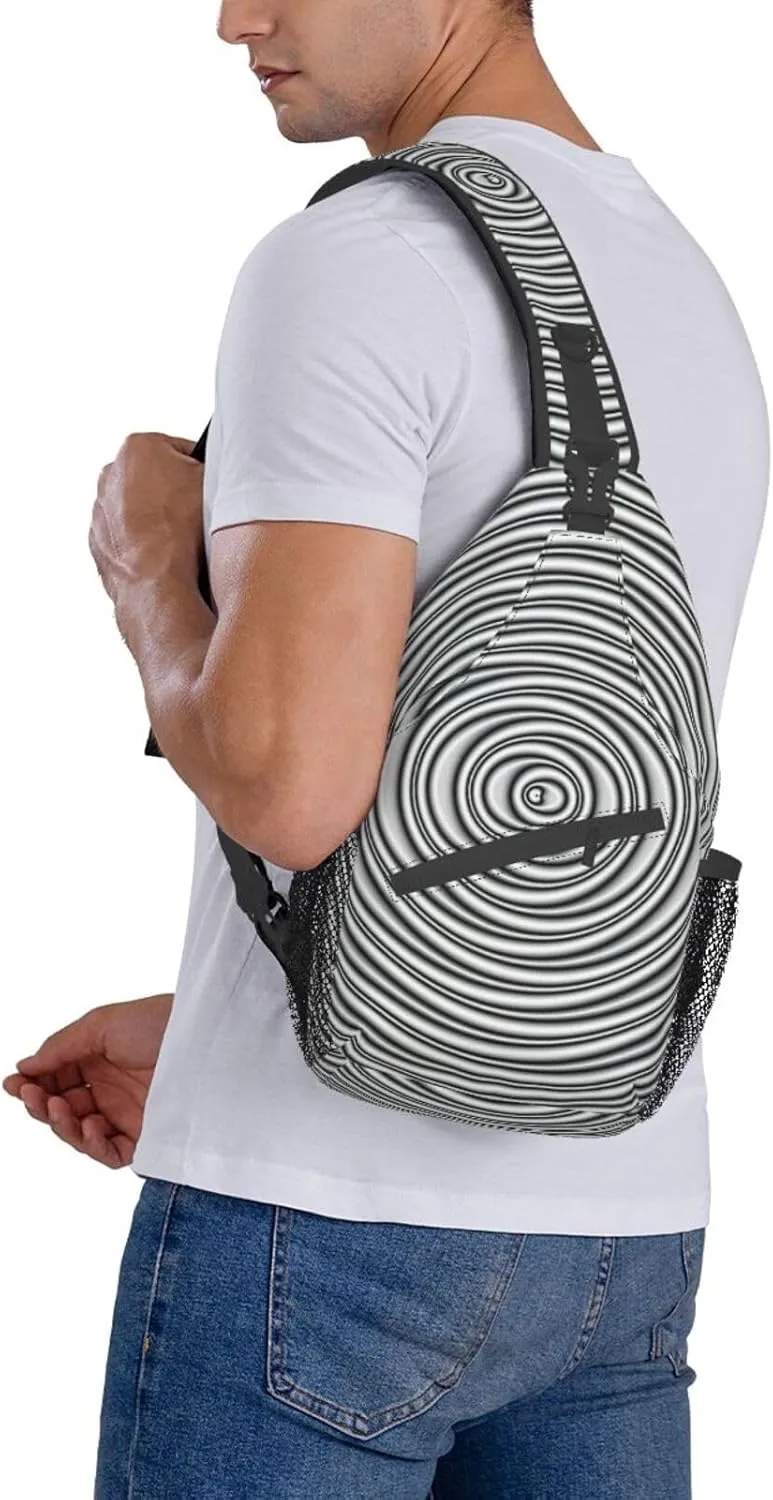 WURTON Black Marble Texture Gold Print Crossbody Sling Backpack Sling Bag Travel Hiking Chest Bag Daypack