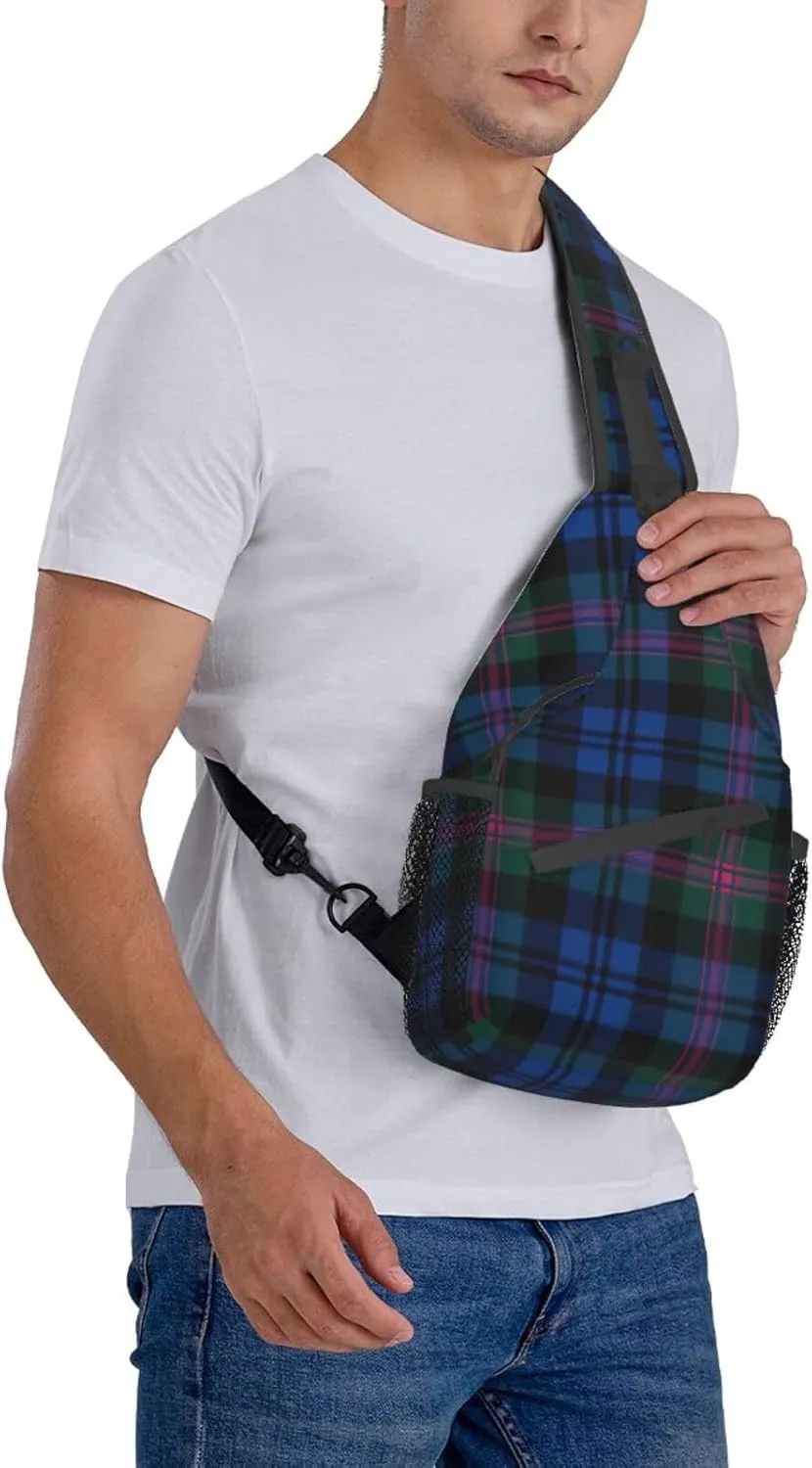 WURTON Black Marble Texture Gold Print Crossbody Sling Backpack Sling Bag Travel Hiking Chest Bag Daypack