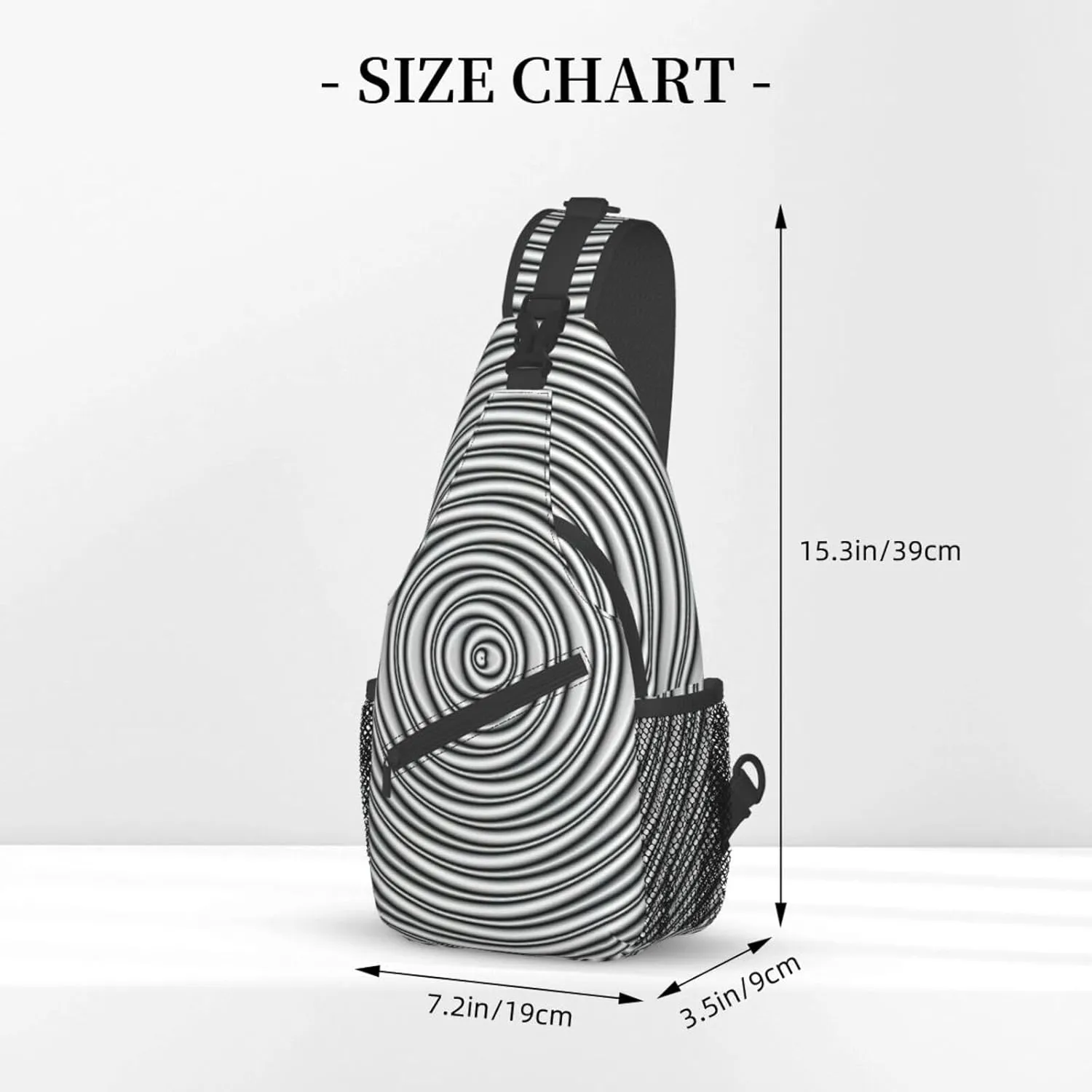 WURTON Black Marble Texture Gold Print Crossbody Sling Backpack Sling Bag Travel Hiking Chest Bag Daypack