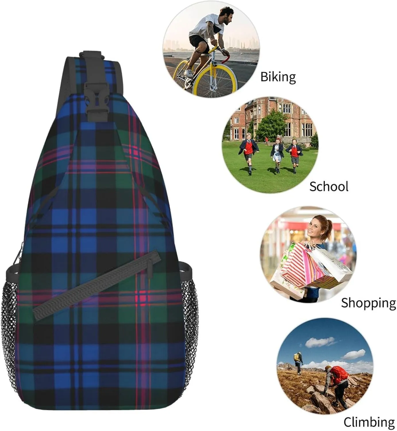 WURTON Black Marble Texture Gold Print Crossbody Sling Backpack Sling Bag Travel Hiking Chest Bag Daypack