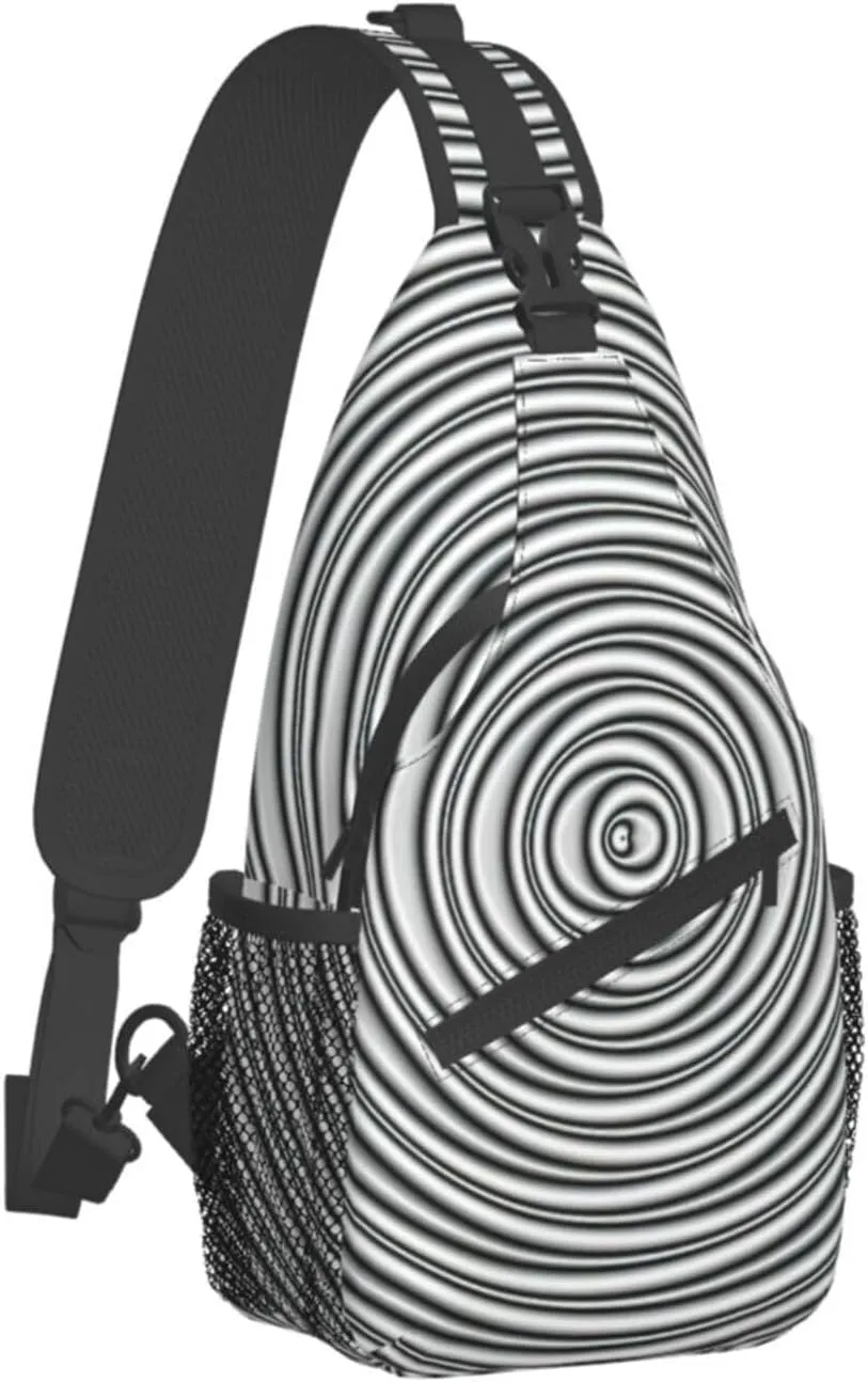 WURTON Black Marble Texture Gold Print Crossbody Sling Backpack Sling Bag Travel Hiking Chest Bag Daypack