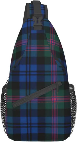 WURTON Black Marble Texture Gold Print Crossbody Sling Backpack Sling Bag Travel Hiking Chest Bag Daypack