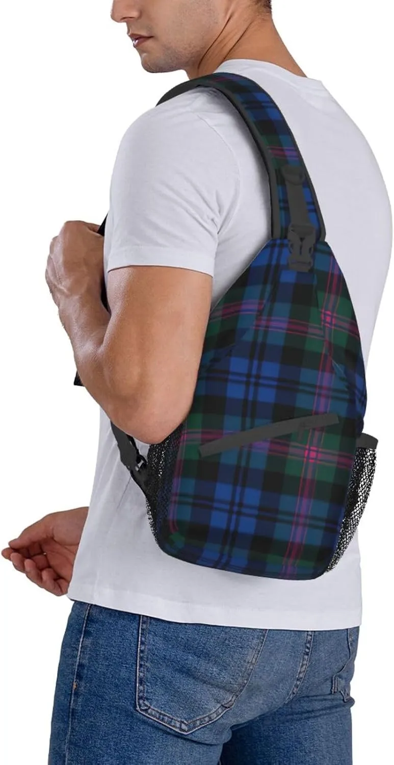 WURTON Black Marble Texture Gold Print Crossbody Sling Backpack Sling Bag Travel Hiking Chest Bag Daypack
