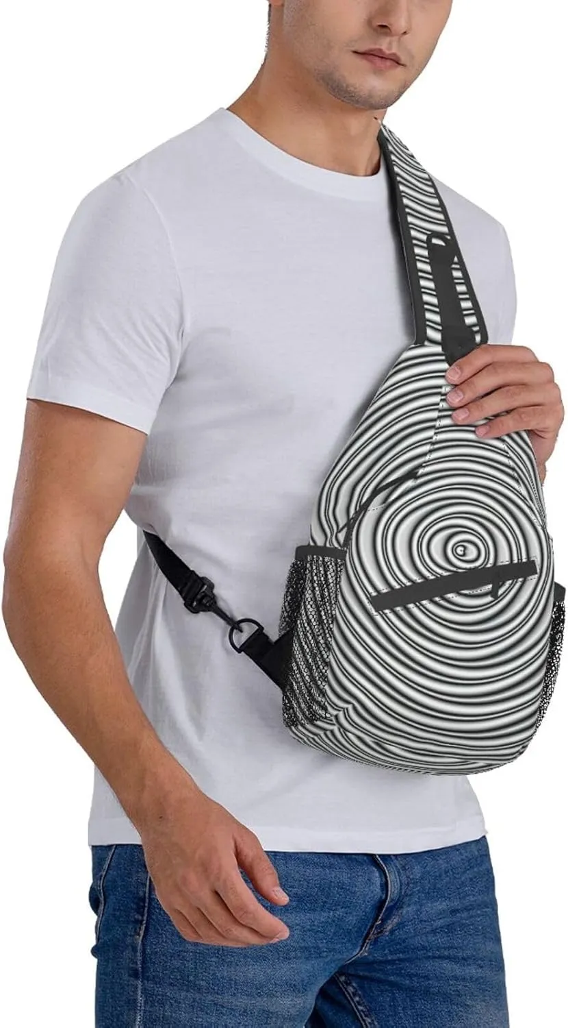 WURTON Black Marble Texture Gold Print Crossbody Sling Backpack Sling Bag Travel Hiking Chest Bag Daypack