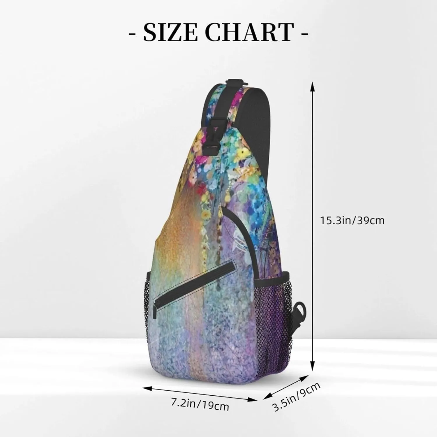 WURTON Flower Hummingbirds Embroidery Print Crossbody Sling Backpack Sling Bag Travel Hiking Chest Bag Daypack
