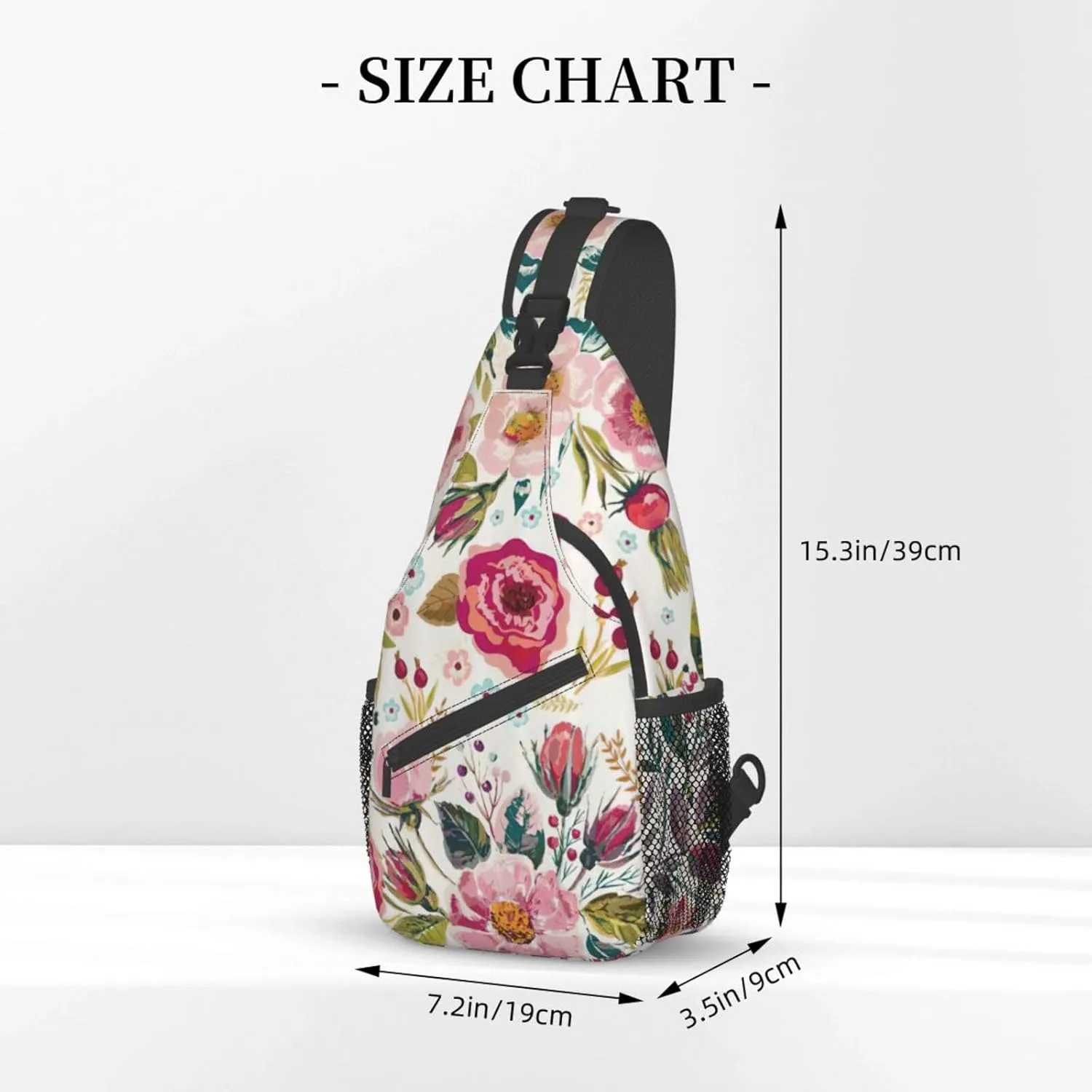 WURTON Flower Hummingbirds Embroidery Print Crossbody Sling Backpack Sling Bag Travel Hiking Chest Bag Daypack
