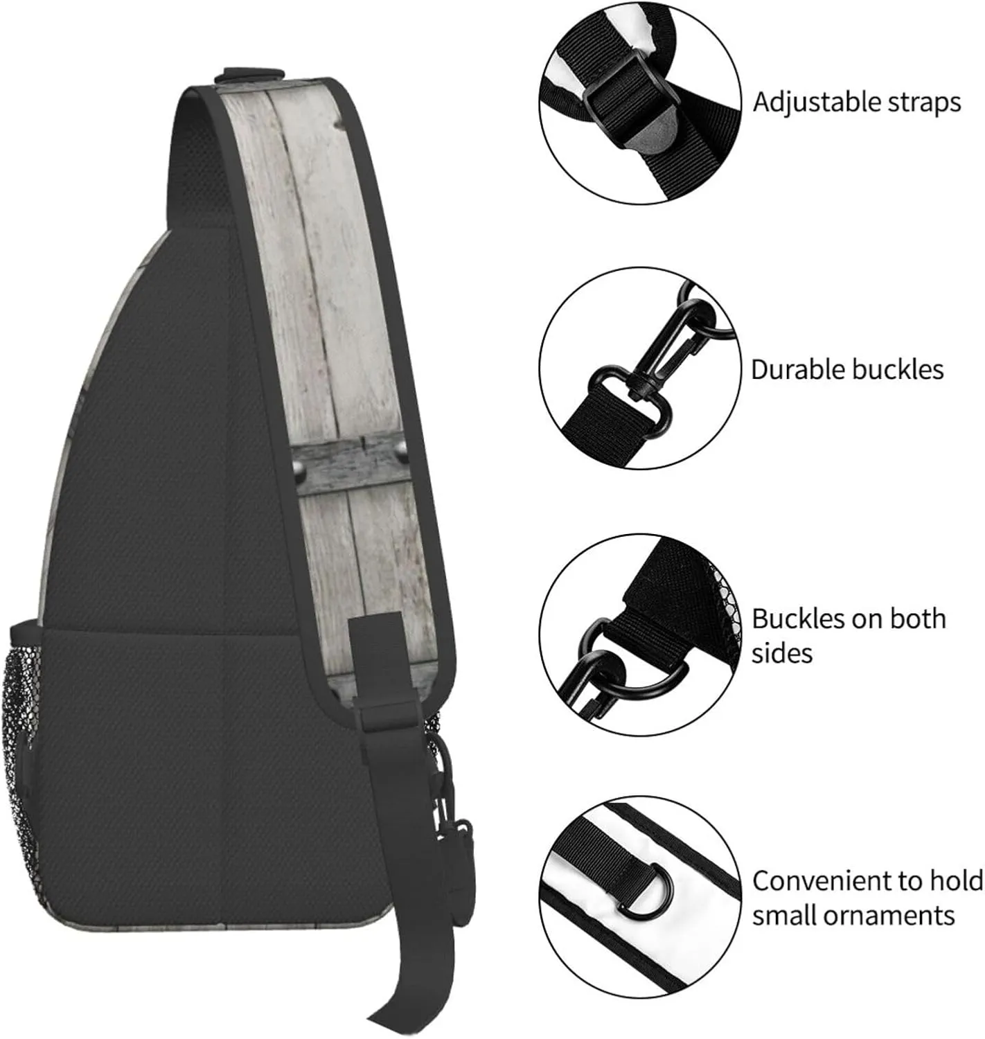 WURTON Marble Texture Print Crossbody Sling Backpack Sling Bag Travel Hiking Chest Bag Daypack
