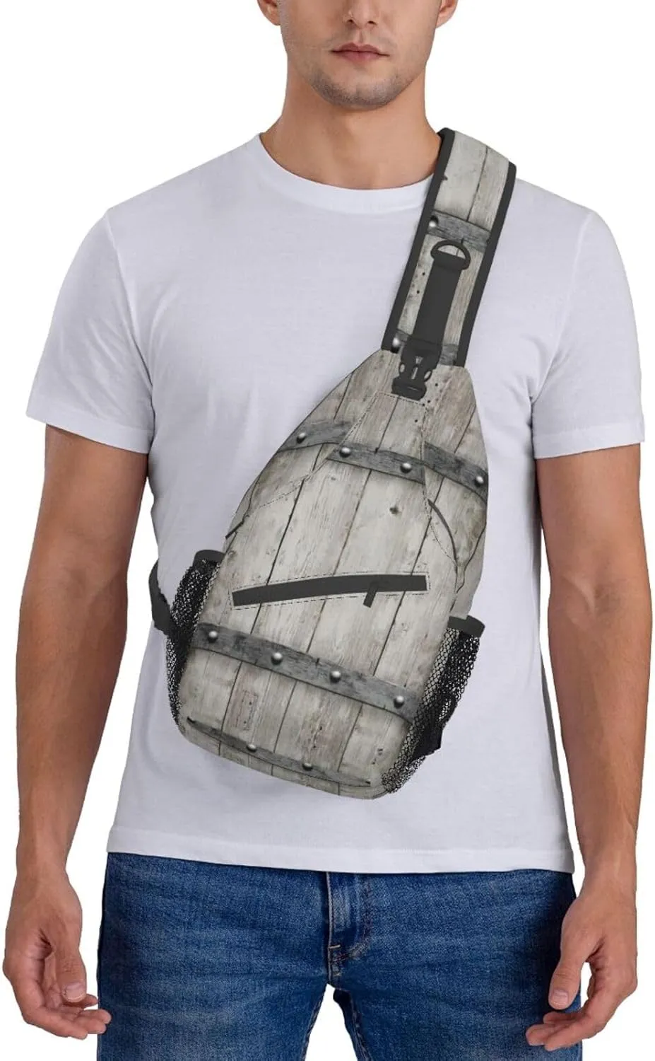 WURTON Marble Texture Print Crossbody Sling Backpack Sling Bag Travel Hiking Chest Bag Daypack