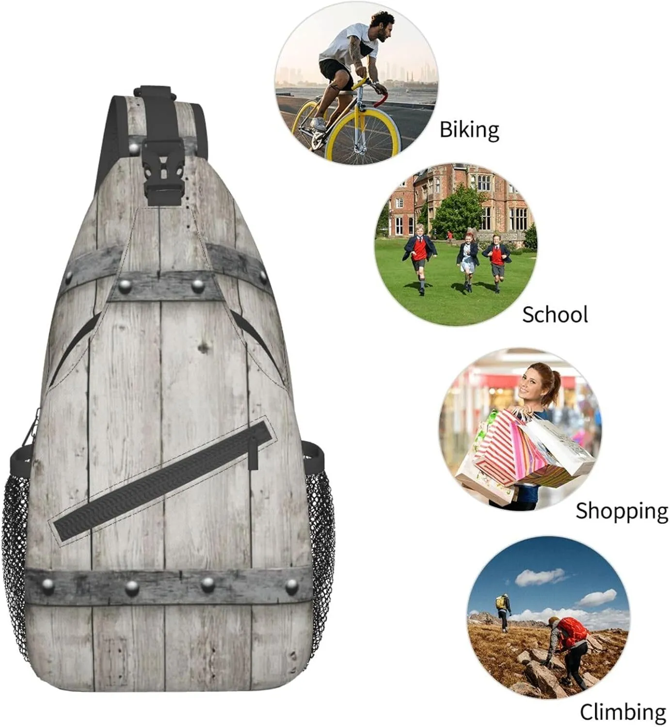WURTON Marble Texture Print Crossbody Sling Backpack Sling Bag Travel Hiking Chest Bag Daypack