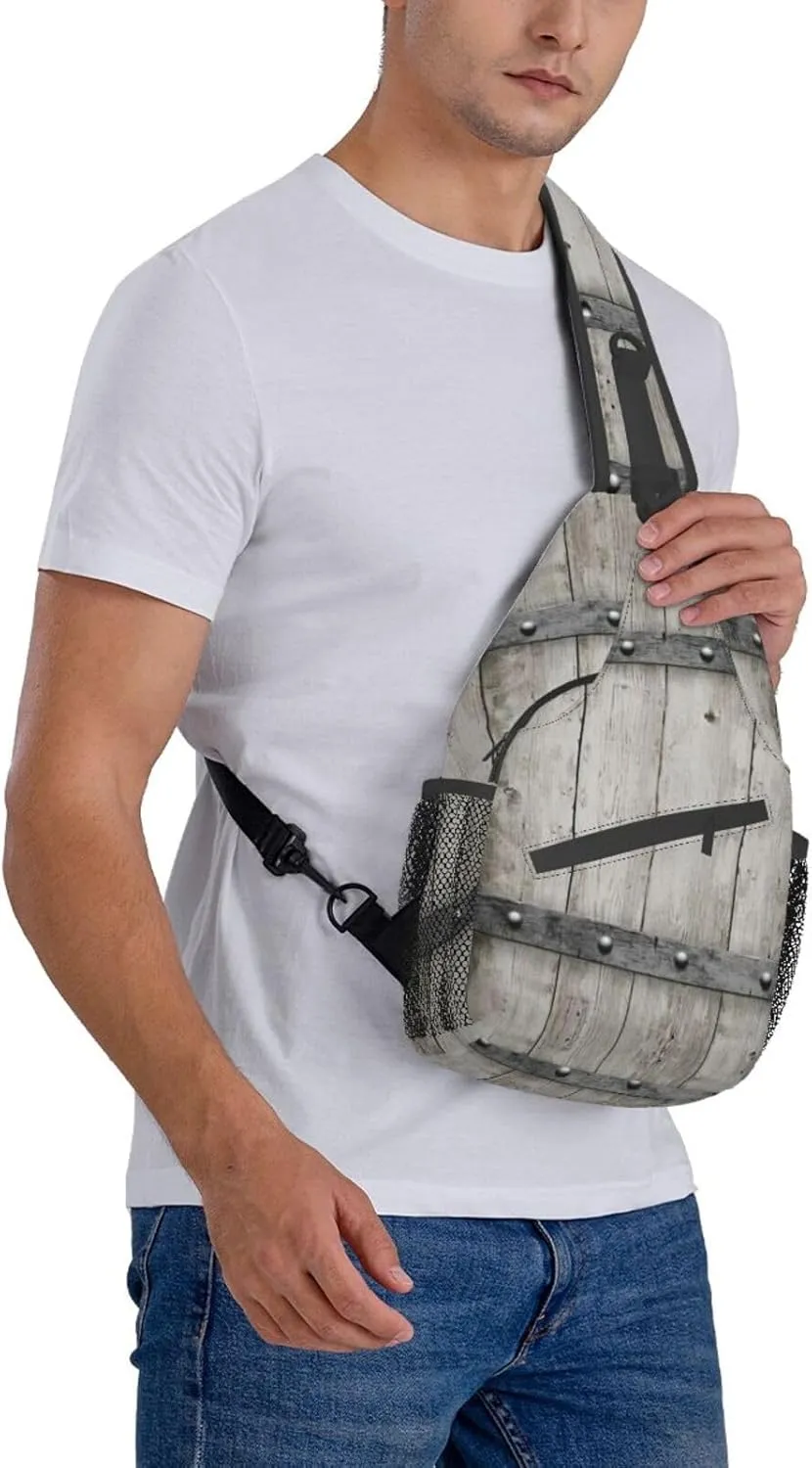 WURTON Marble Texture Print Crossbody Sling Backpack Sling Bag Travel Hiking Chest Bag Daypack