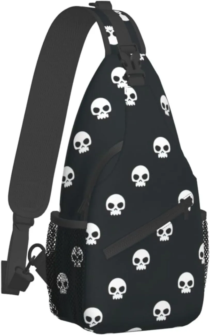 WURTON Skull Sling Bag Crossbody Backpack Sling Backpack Shoulder Bag For Women Men Cycling Hiking Travel