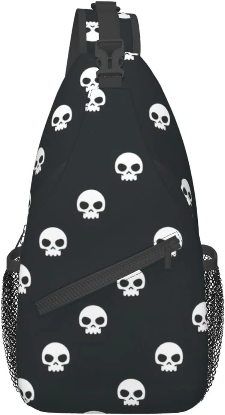 WURTON Skull Sling Bag Crossbody Backpack Sling Backpack Shoulder Bag For Women Men Cycling Hiking Travel