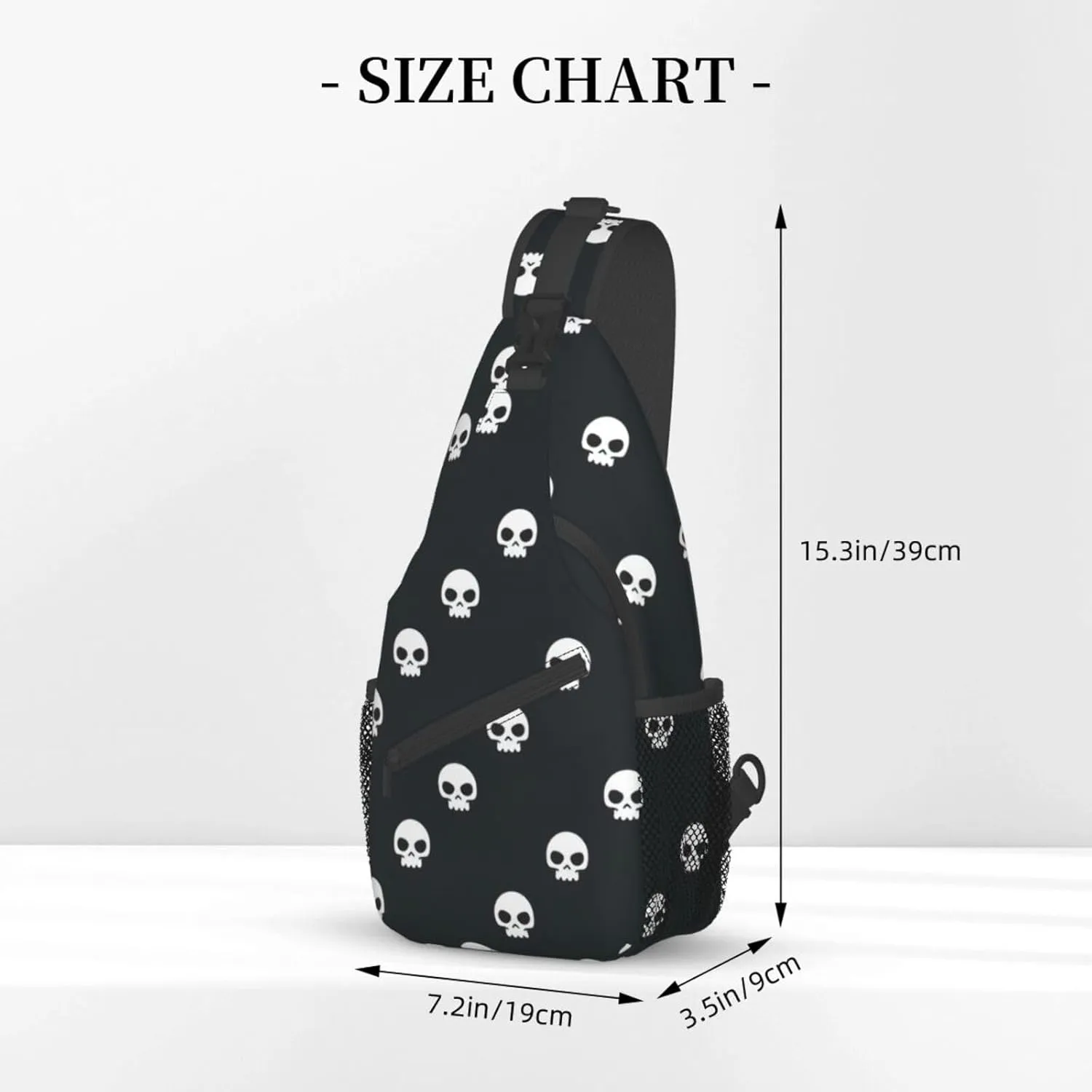 WURTON Skull Sling Bag Crossbody Backpack Sling Backpack Shoulder Bag For Women Men Cycling Hiking Travel
