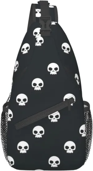 WURTON Skull Sling Bag Crossbody Backpack Sling Backpack Shoulder Bag For Women Men Cycling Hiking Travel