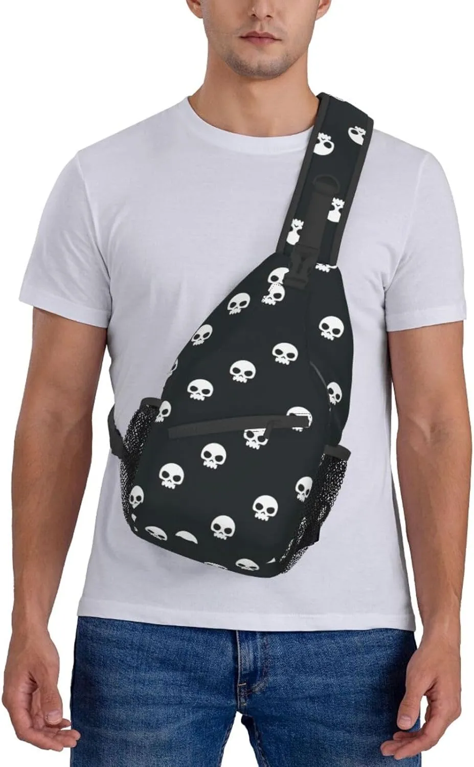 WURTON Skull Sling Bag Crossbody Backpack Sling Backpack Shoulder Bag For Women Men Cycling Hiking Travel