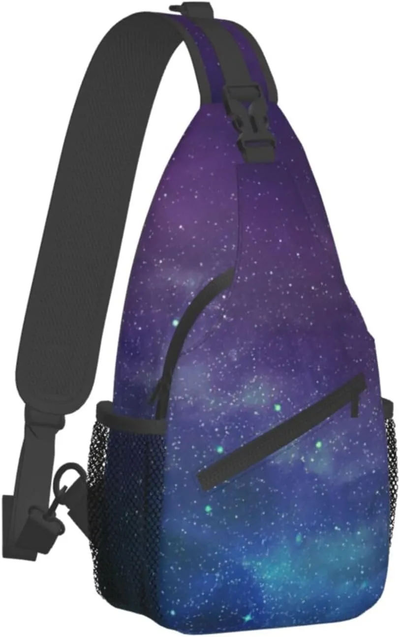 WURTON Universe With Stars Galaxy Interstellar Print Crossbody Sling Backpack Sling Bag Travel Hiking Chest Bag Daypack
