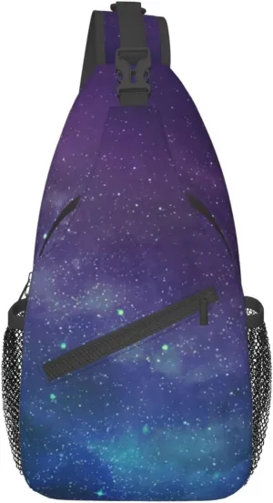 WURTON Universe With Stars Galaxy Interstellar Print Crossbody Sling Backpack Sling Bag Travel Hiking Chest Bag Daypack