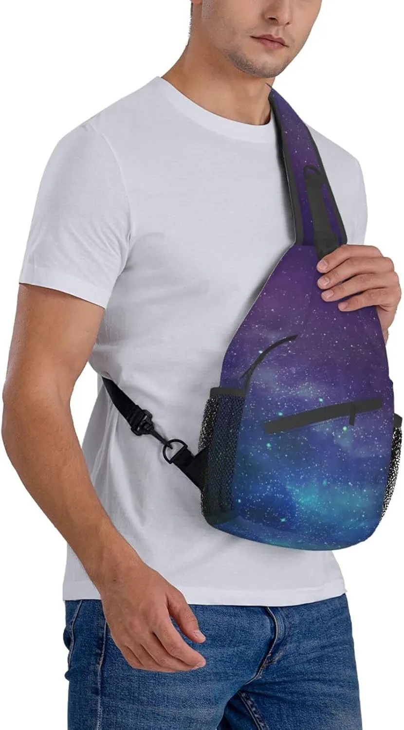 WURTON Universe With Stars Galaxy Interstellar Print Crossbody Sling Backpack Sling Bag Travel Hiking Chest Bag Daypack