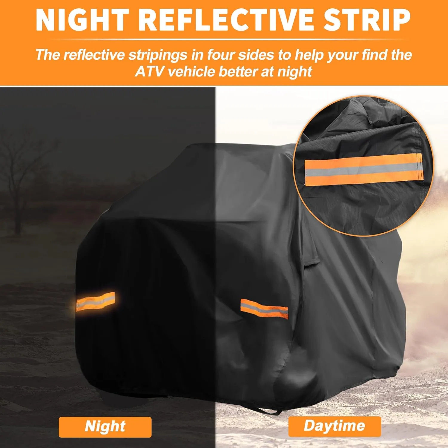 X AUTOHAUX ATV Cover for Polaris Sportsman 450/570 Waterproof 4 Wheelers Quad Cover Outdoor Sun Rain Storage Protection 210D-PU Black 211x122x120cm