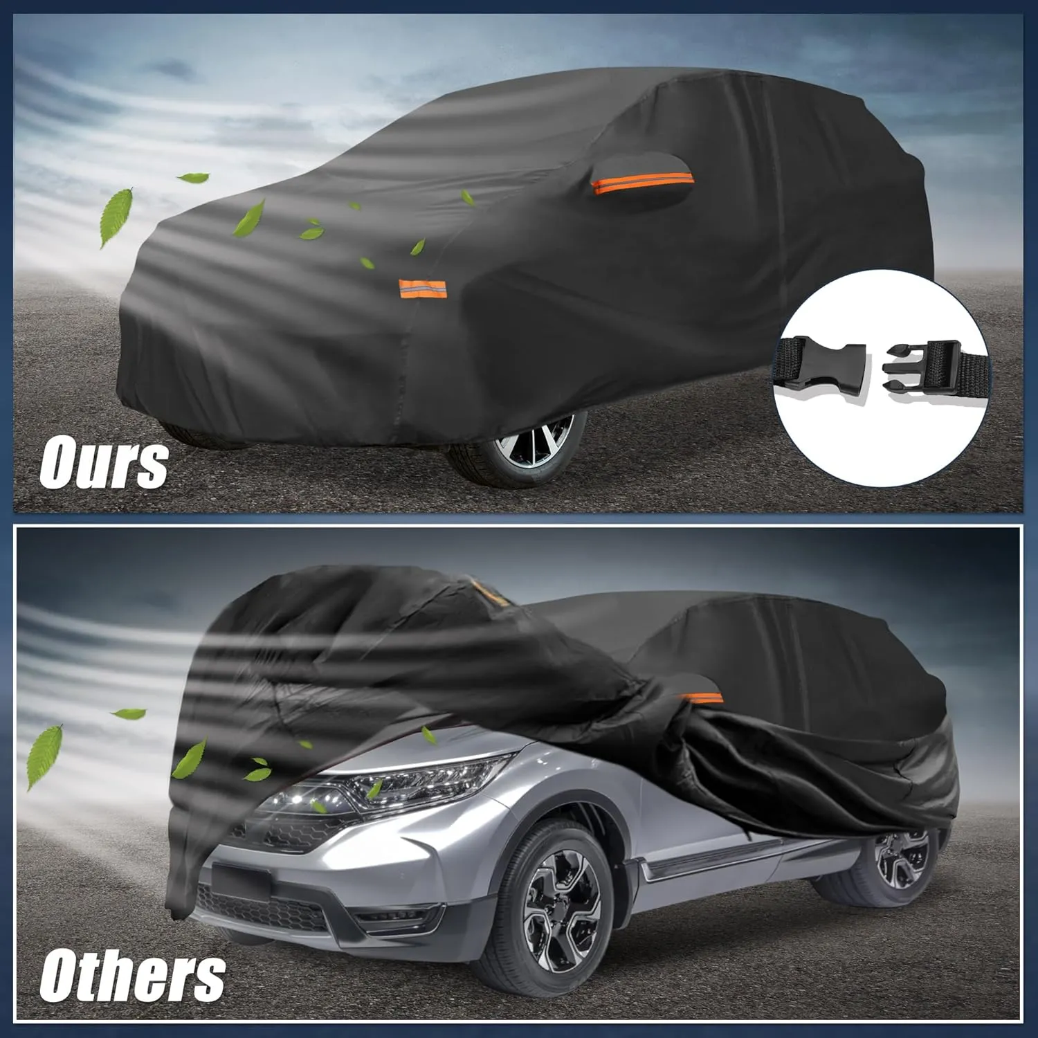 X AUTOHAUX Car Cover for Honda CRV 1995-2025 210D-PU Outdoor Full Car Cover All Weather with Door Zipper for Waterproof Windproof Sun Rain Snow Protection