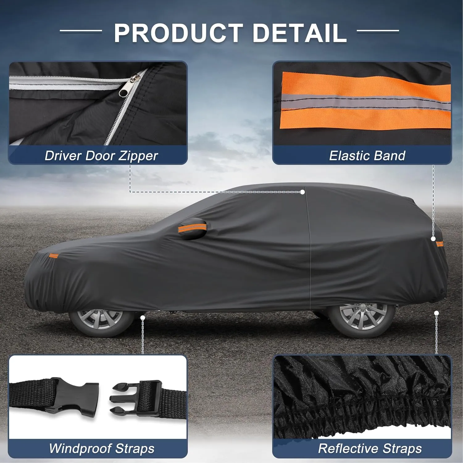 X AUTOHAUX Car Cover for Mazda CX-5 210D-PU Outdoor Full Car Cover All Weather with Door Zipper for Waterproof Windproof Sun Rain Snow Protection