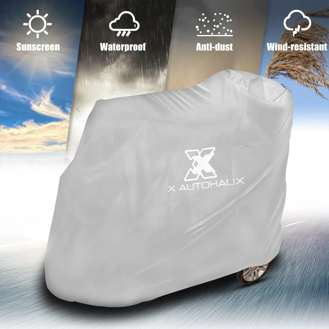 X AUTOHAUX Mobility Scooter Cover Waterproof Rain Transport Wheelchair Protection 67x24x46 inch