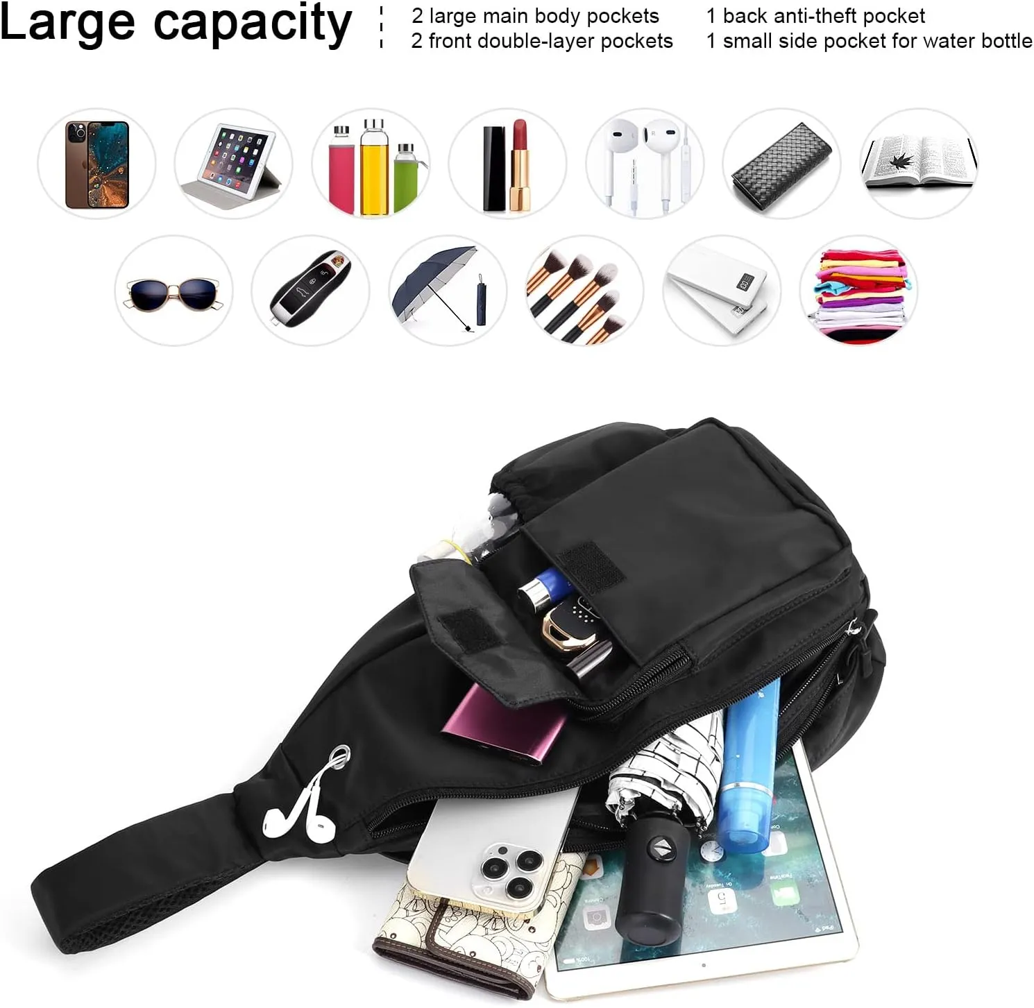 XEYOU Women's Sling Crossbody bag Casual Daypack Outdoor Travel Hiking Backpack for Cycling Walking Dog Hiking
