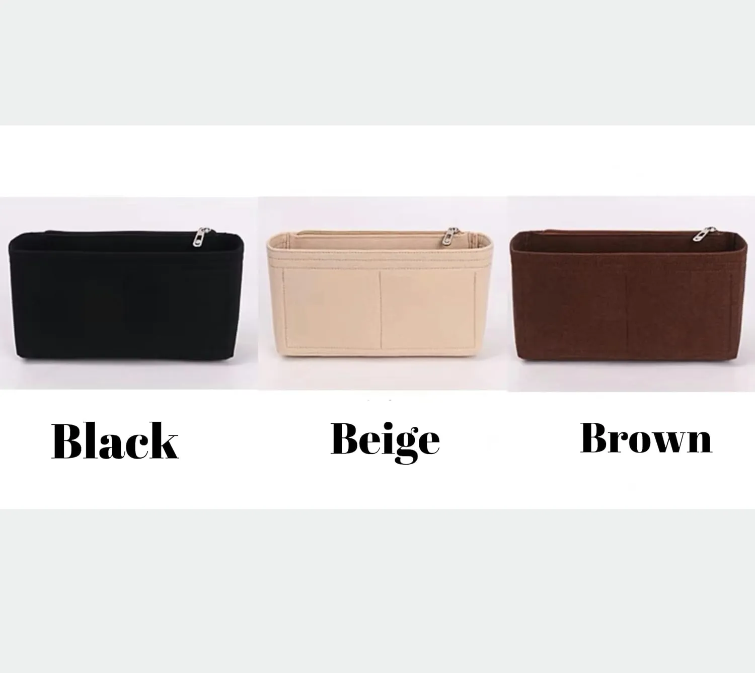 Xoppia Bag Organizer compatible with Bottega Veneta Mini Arco Tote. Felt Insert Liner for Women Tote Handbag. (Black, Style B: Side Zipper)