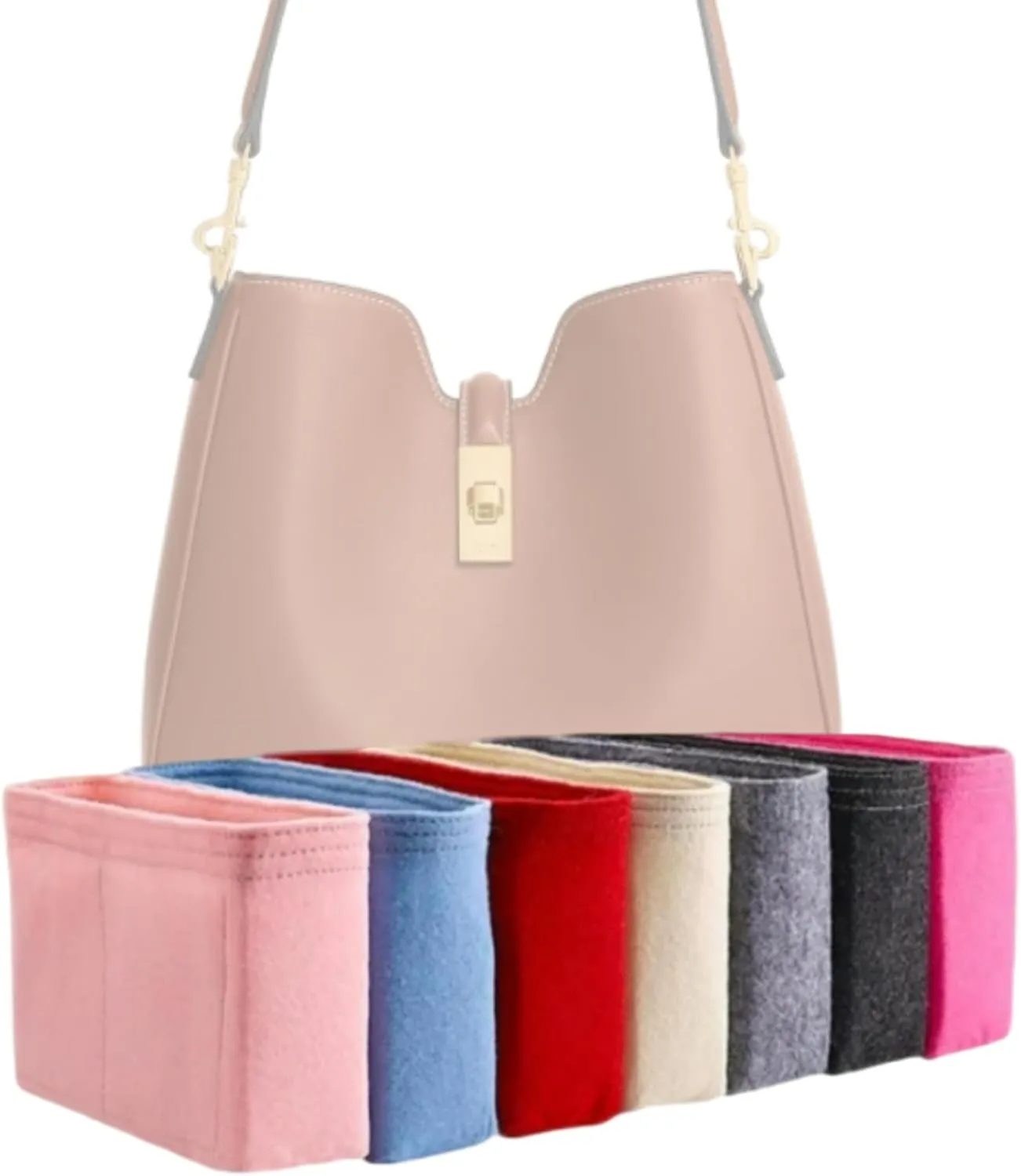 Xoppia Bag Organizer compatible with Celine Medium Camille 16 Soft Bag. Felt Insert Liner for Women Handbag. (Black, Style A: Exposure)