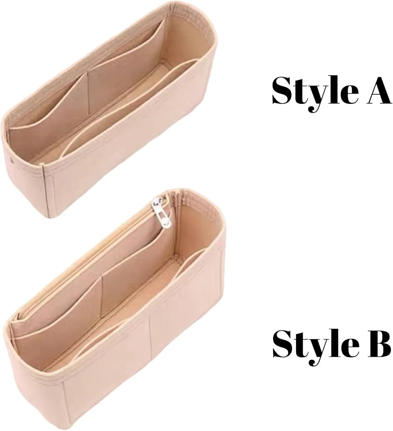 Xoppia Bag Organizer compatible with Chanel 25 Medium Handbag. Felt Insert Liner for Women Tote Handbag. (Beige, Style A: Exposure)