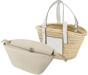 Xoppia Bag Organizer compatible with Loewe Classic Raffia Basket Bag Felt Insert Liner for Women Tote Handbag. (Style A, Small)