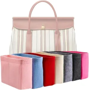 Xoppia Bag Organizer compatible with Loro Piana Loom bag L25. Felt Insert Liner for Women Handbag. (Black, Style A)