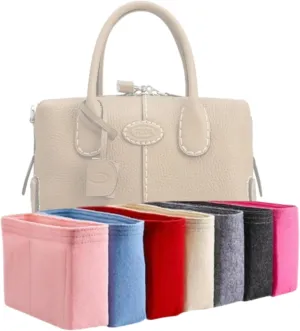 Xoppia Bag Organizer compatible with Tods Di Bag Bauletto Mini. Felt Insert Liner for Women Handbag. (Brown, Style A: Exposure)