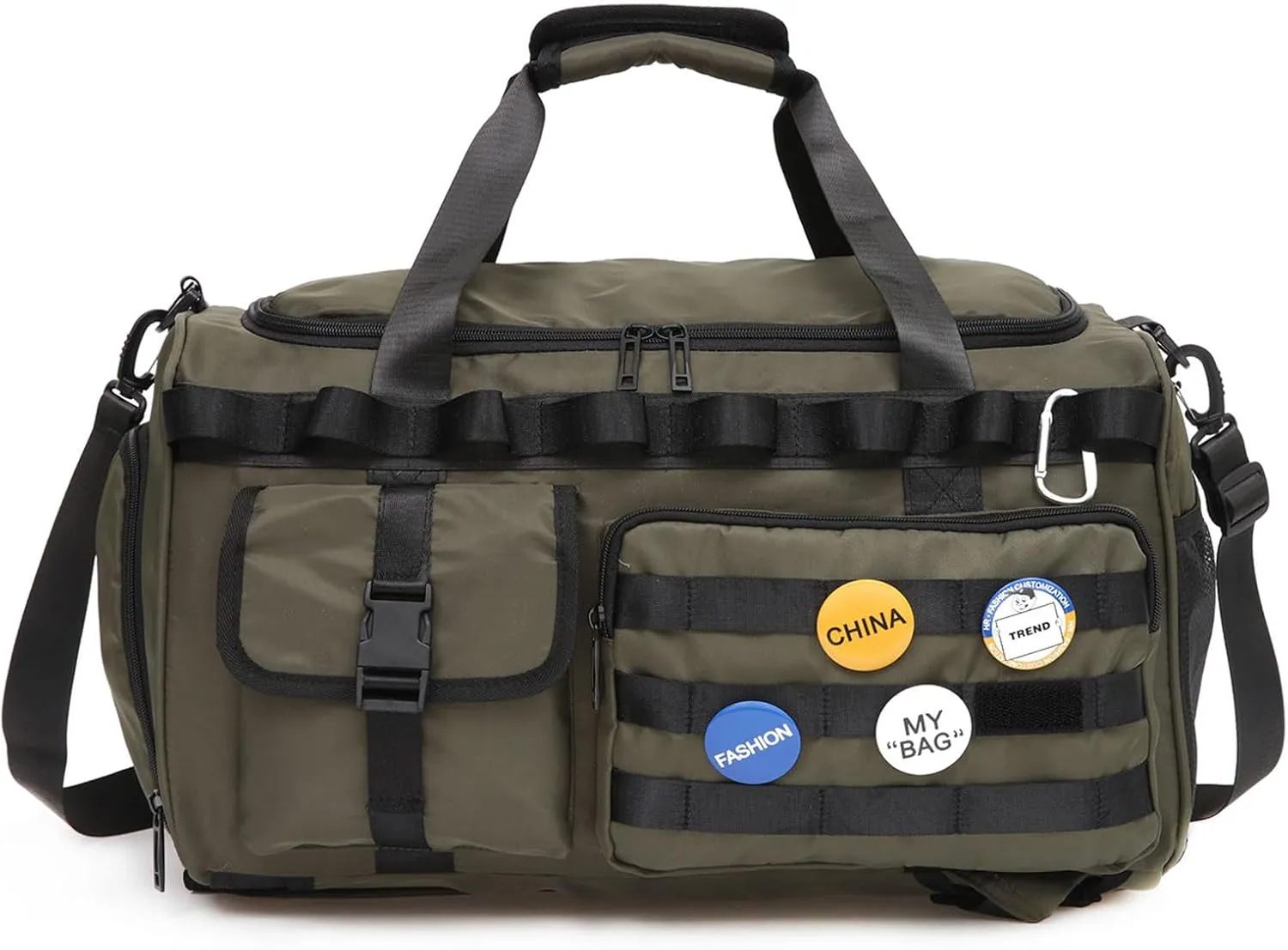 Yaopeing Gym Bag for Men Women,3 in 1 Sports Travel Duffel Bag with Shoe Compartment,Carry on Workout Backpack with Wet Pocket,Army Green