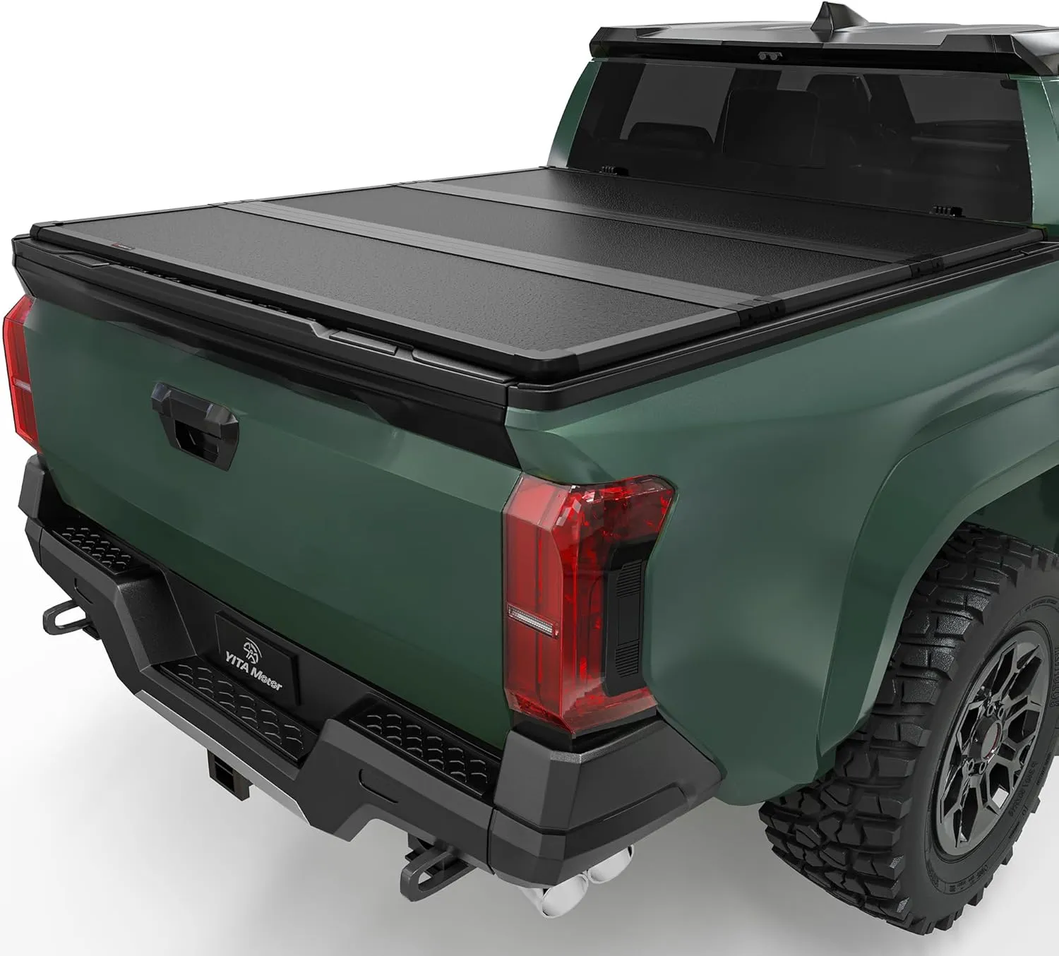 YITAMOTOR FRP Hard Tri-Fold Truck Bed Tonneau Cover Fits for Toyota Tacoma 2024 2025 6 ft Bed with Deck Rail System (Excl. Trail Edition)