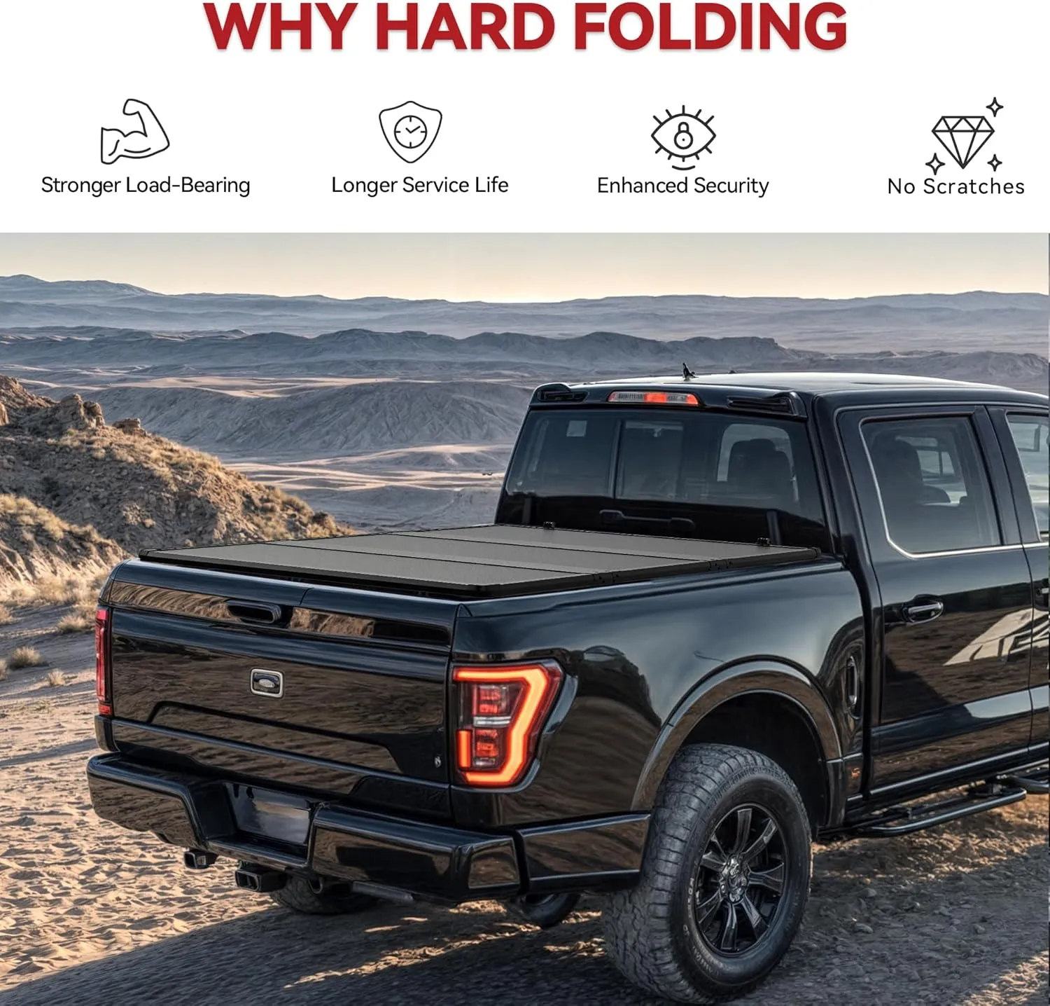 YITAMOTOR FRP Hard Tri-Fold Truck Bed Tonneau Cover Fits for Toyota Tacoma 2024 2025 6 ft Bed with Deck Rail System (Excl. Trail Edition)
