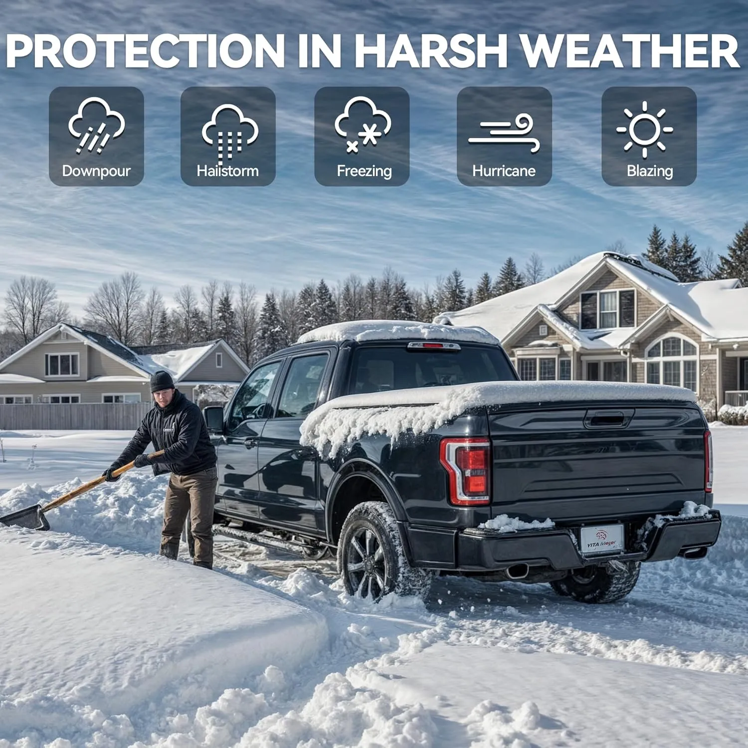 YITAMOTOR FRP Hard Tri-Fold Truck Bed Tonneau Cover Fits for Toyota Tacoma 2024 2025 6 ft Bed with Deck Rail System (Excl. Trail Edition)