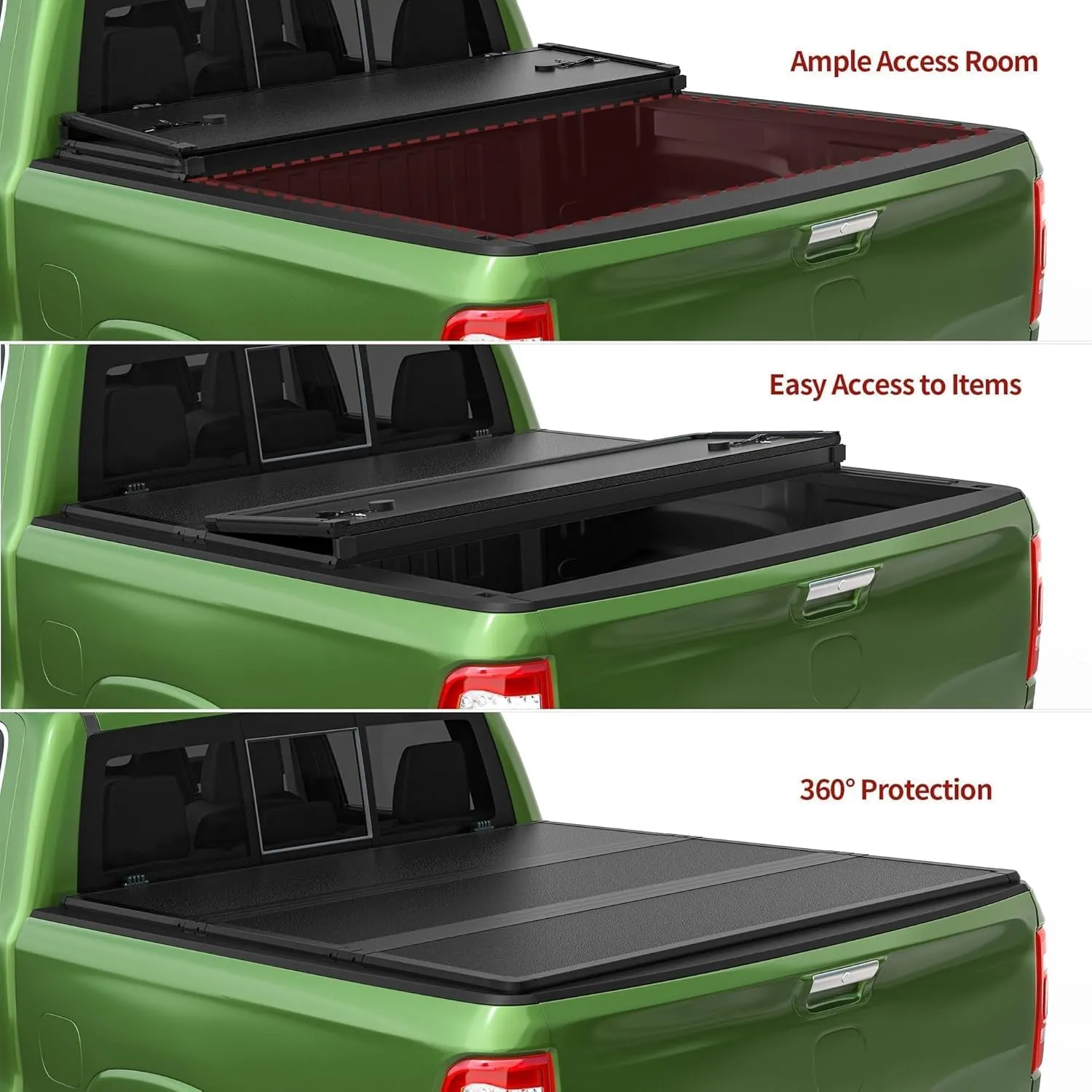 YITAMOTOR FRP Hard Tri-Fold Truck Bed Tonneau Cover Fits for Toyota Tacoma 2024 2025 6 ft Bed with Deck Rail System (Excl. Trail Edition)