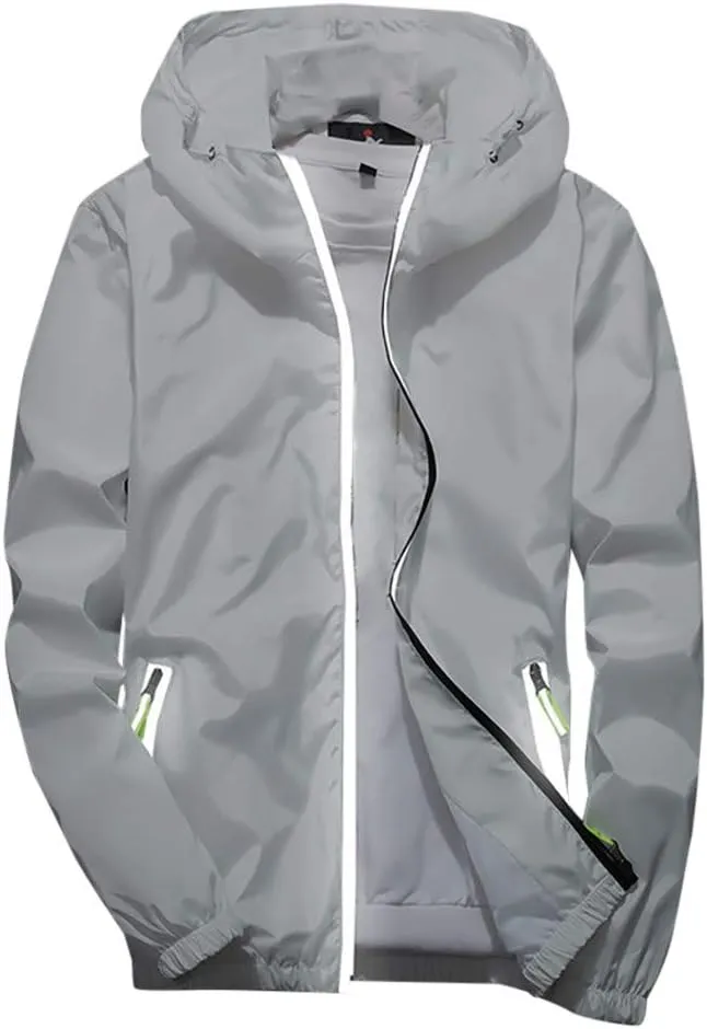 Ymosrh Men's Jackets Rain Jacket Waterproof With Hooded Hiking Coat Casual Lightweight Windbreaker Light Jacket, M-7XL