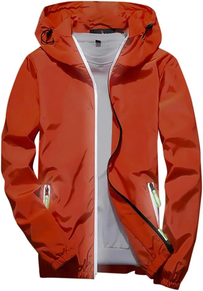 Ymosrh Men's Light Rain Jacket Lightweight Nylon Windbreaker Wind & Water Resistant Jacket, M-7XL