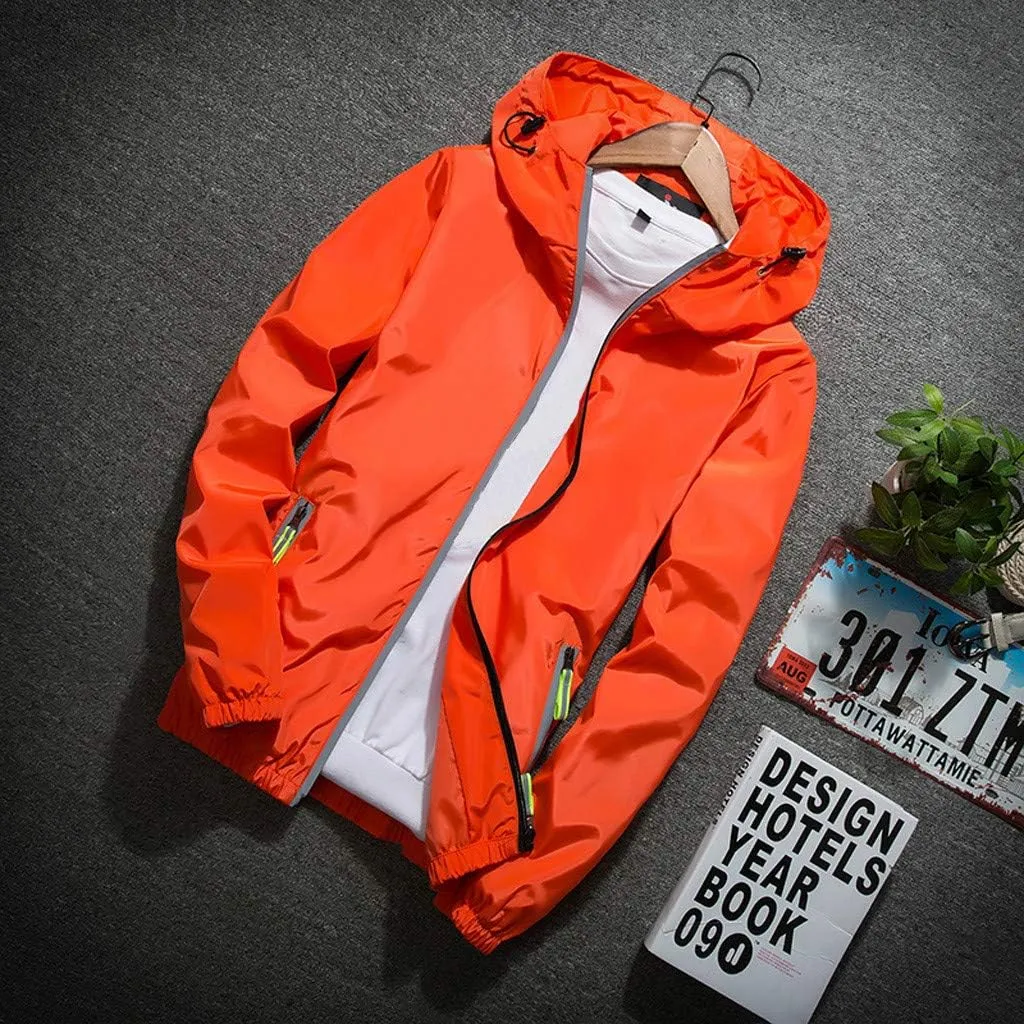 Ymosrh Men's Light Rain Jacket Lightweight Nylon Windbreaker Wind & Water Resistant Jacket, M-7XL