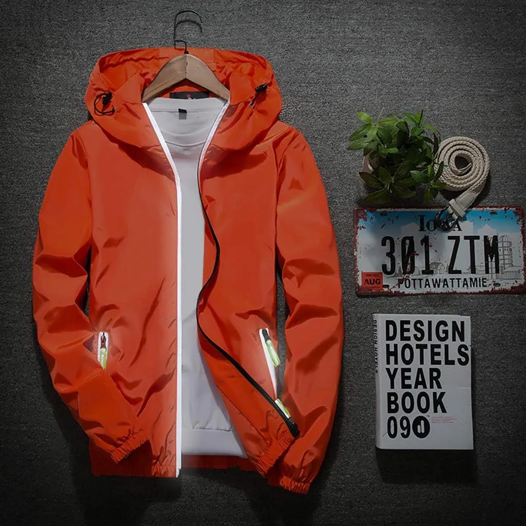 Ymosrh Men's Light Rain Jacket Lightweight Nylon Windbreaker Wind & Water Resistant Jacket, M-7XL
