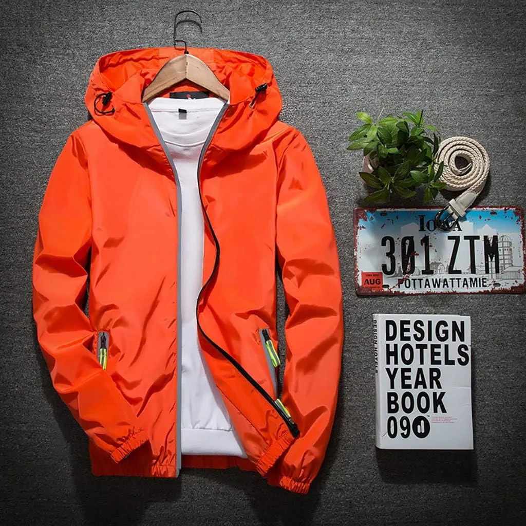 Ymosrh Men's Light Rain Jacket Lightweight Nylon Windbreaker Wind & Water Resistant Jacket, M-7XL