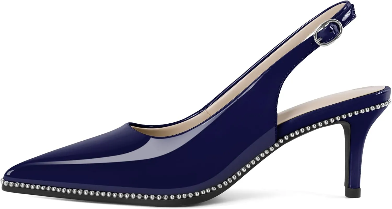 YODEKS Slingback Kitten Heels Women's Pointed Toe Low Heel Pumps 2.5 Inch Shoes Size 5-13