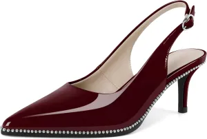 YODEKS Slingback Kitten Heels Women's Pointed Toe Low Heel Pumps 2.5 Inch Shoes Size 5-13