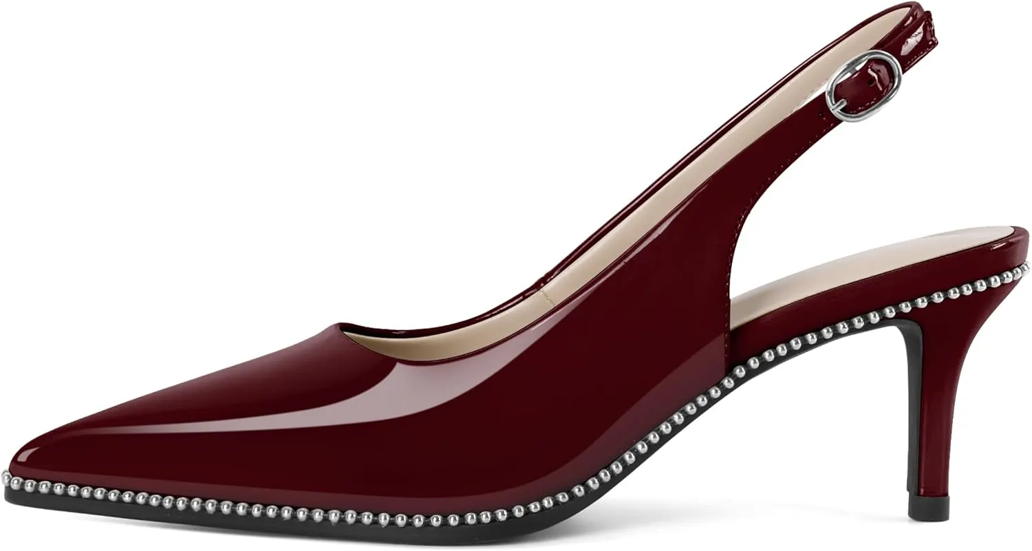 YODEKS Slingback Kitten Heels Women's Pointed Toe Low Heel Pumps 2.5 Inch Shoes Size 5-13