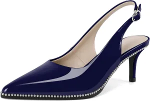 YODEKS Slingback Kitten Heels Women's Pointed Toe Low Heel Pumps 2.5 Inch Shoes Size 5-13